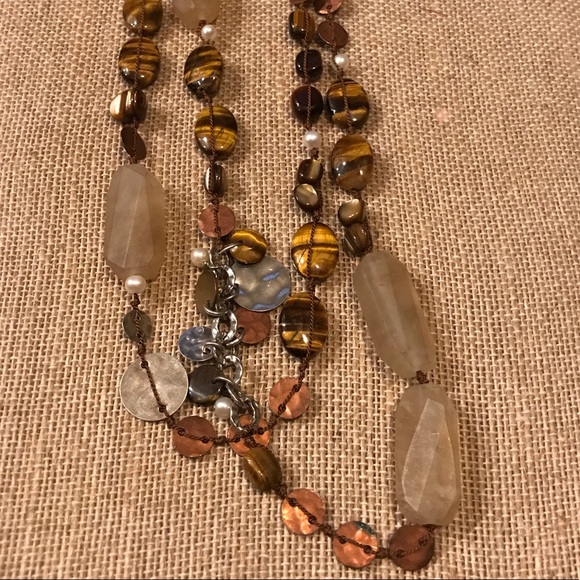 ❤️ Silpada Tiger Eye and Knotted Silk Necklace - Picture 2 of 3